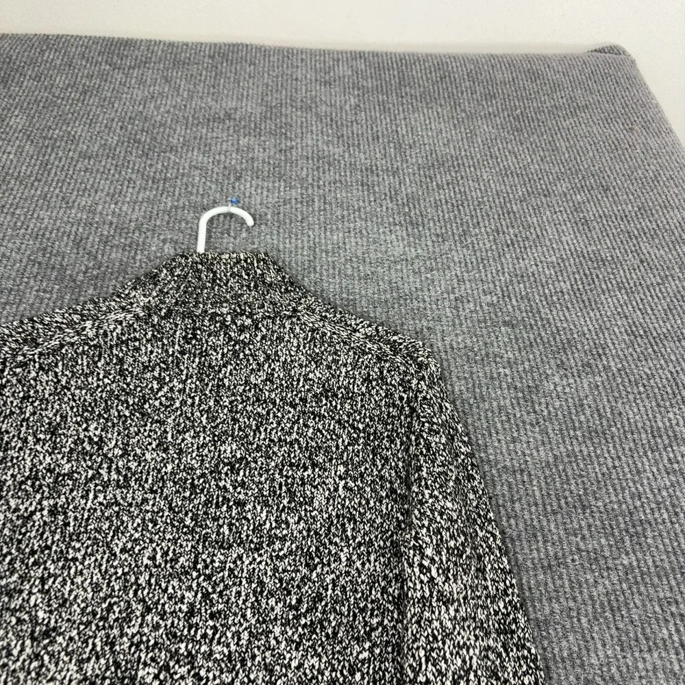 Banana Republic Sweater Mens S Black White Cotton Wool Full Zip Mock Neck Casual